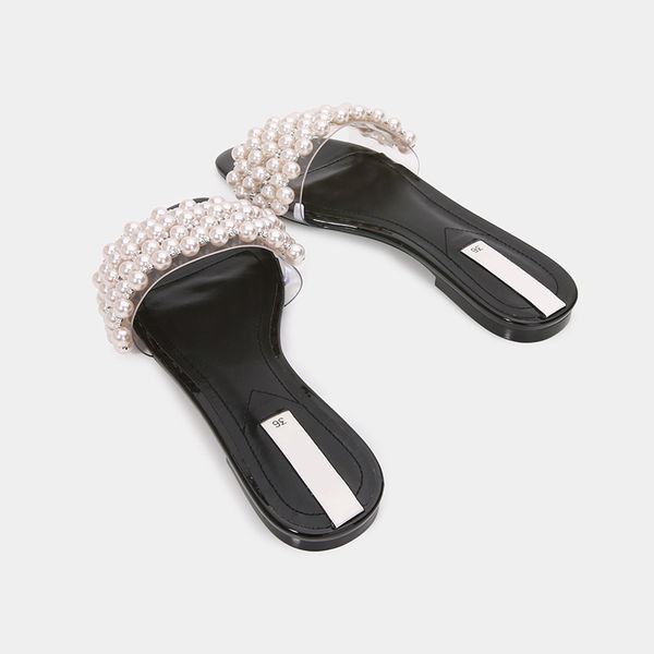 slippers high heel women pearl slides beach style sandals square string beads summer, Black
slippers high heel women pearl slides beach style sandals square string beads summer, Black