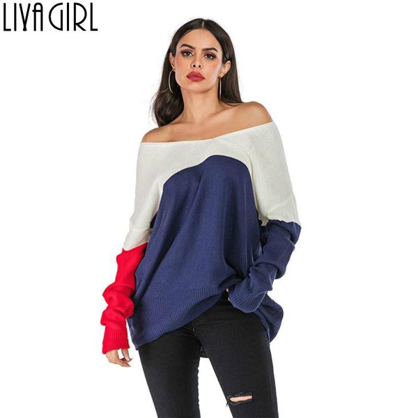 leisure women hit color sweaters long sleeve knitted breathable simplicity oblique collar off shoulder pullover jumper, White;black
leisure women hit color sweaters long sleeve knitted breathable simplicity oblique collar off shoulder pullover jumper, White;black