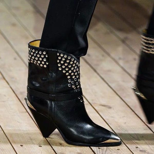 new fashion metal pointed cone high heel boots foreign trade large size knight boots sleeves ankle for women winter, Black
new fashion metal pointed cone high heel boots foreign trade large size knight boots sleeves ankle for women winter, Black