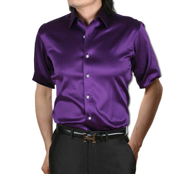 men shirts summer style short-sleeved silk satin shirt casual men's dress shirts party tuxedo male clothing, White;black
men shirts summer style short-sleeved silk satin shirt casual men's dress shirts party tuxedo male clothing, White;black