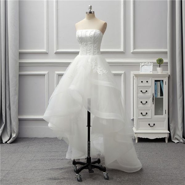 real image strapless simple wedding dresses beading lace appliques ball gowns high neck organza sweep train tiered skirts wedding gowns, White
real image strapless simple wedding dresses beading lace appliques ball gowns high neck organza sweep train tiered skirts wedding gowns, White