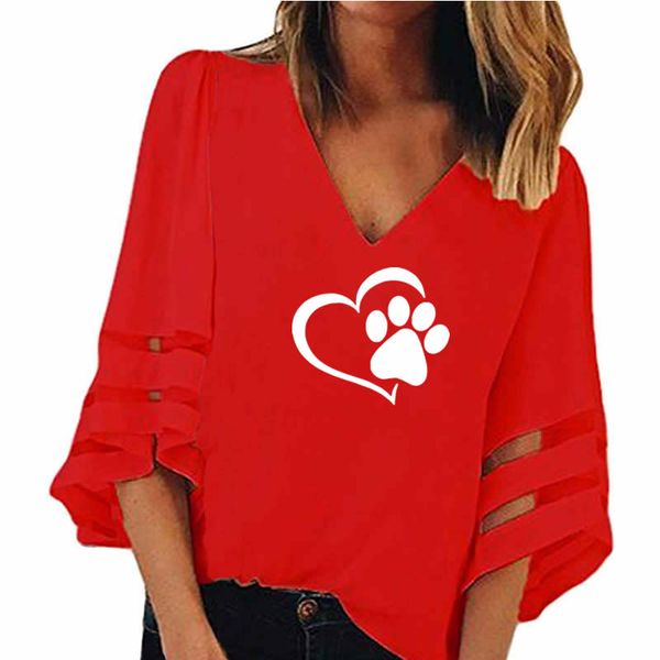 2018 new fashion dog print women v-neck splicing hollow plus size t-shirt female half sleeve loose mesh shirts, White
2018 new fashion dog print women v-neck splicing hollow plus size t-shirt female half sleeve loose mesh shirts, White