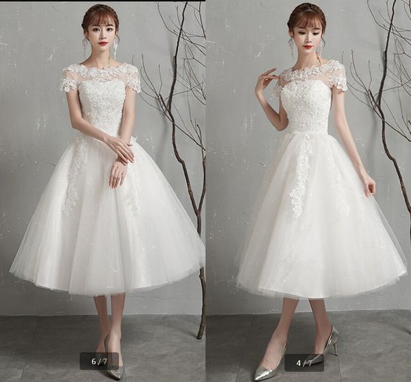 robe de mariage 2020 short wedding dress beaded lace appliques with cap sleeve informal petite bride dress tea length bride dress sale, White
robe de mariage 2020 short wedding dress beaded lace appliques with cap sleeve informal petite bride dress tea length bride dress sale, White