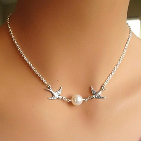 flying pair of lovebirds simple elegant simulated pearl necklace cute short choker gold and silver color necklace, Golden;silver
flying pair of lovebirds simple elegant simulated pearl necklace cute short choker gold and silver color necklace, Golden;silver