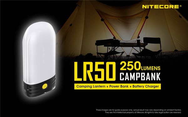 Nitecore Lr50 Rechargeable Camping Lantern & Power Bank 9x High Cri Leds 250 Lumens Flashlight