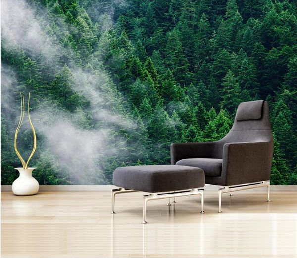 window mural wallpaper modern forest foggy alpine landscape background wall sofa background wall