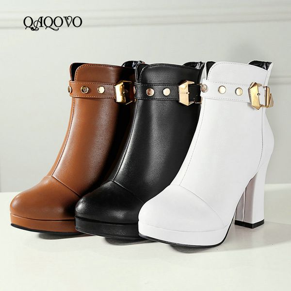 women ankle boots fashion platform square high heel zipper boots round toe buckle autumn winter female shoes white black yellow
women ankle boots fashion platform square high heel zipper boots round toe buckle autumn winter female shoes white black yellow