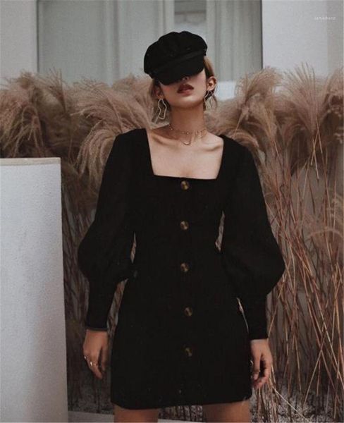 vintage dress puff sleeve square neck womens solid color dress ladies casual dress autumn winter womens, Black;gray
vintage dress puff sleeve square neck womens solid color dress ladies casual dress autumn winter womens, Black;gray