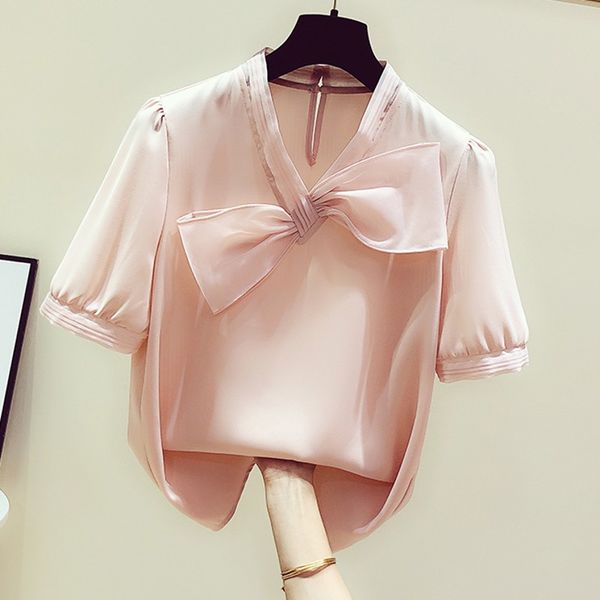 summer women short sleeve blouse temperament v-neck bow chiffon shirt female casual solid color shirts blusas ladies top, White
summer women short sleeve blouse temperament v-neck bow chiffon shirt female casual solid color shirts blusas ladies top, White