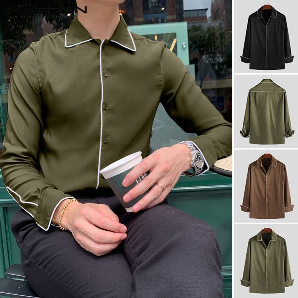incerun men long sleeve lapel shirts fashion korean style solid color shirt man shiny night club blouse casual loose 5xl, White;black
incerun men long sleeve lapel shirts fashion korean style solid color shirt man shiny night club blouse casual loose 5xl, White;black