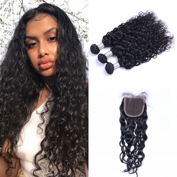 human hair extension with closure water wave peruvian virgin hair weave 3 bundles with lace closure, Black;brown
human hair extension with closure water wave peruvian virgin hair weave 3 bundles with lace closure, Black;brown