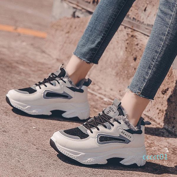 2019 new women winter fashion clunky sneaker casual fur suede leather platform plush high dad shoes ladies thick bottom boot ct01, Black
2019 new women winter fashion clunky sneaker casual fur suede leather platform plush high dad shoes ladies thick bottom boot ct01, Black