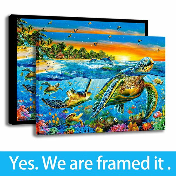 the turtle family art landscape animals print bedroom decor painting on canvas framed art - ready to hang - support customization
the turtle family art landscape animals print bedroom decor painting on canvas framed art - ready to hang - support customization