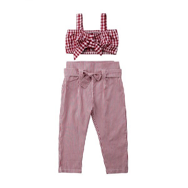 2pcs Kids Baby Girl 2018 Plaid Crop Top Red Vest+Striped Pants 2pcs Outfits Bowknot Strap Fashion Set Set Summer Clothes
2pcs Kids Baby Girl 2018 Plaid Crop Top Red Vest+Striped Pants 2pcs Outfits Bowknot Strap Fashion Set Set Summer Clothes