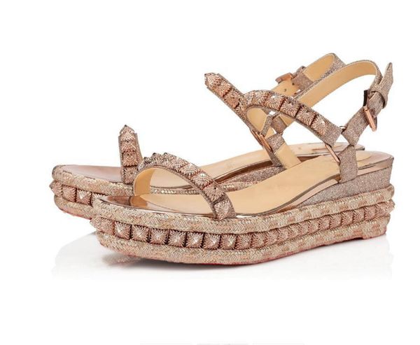 elgant red bottom summer sandals pyraclou 60 spiked metallic textured-leather wedge sandals,buckle-fastening ankle strap rivets slingback, Black
elgant red bottom summer sandals pyraclou 60 spiked metallic textured-leather wedge sandals,buckle-fastening ankle strap rivets slingback, Black