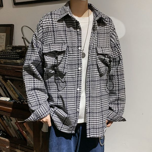 2019 autumn and winter men's new casual color plaid pocket decorative lapel single-breasted jacket loose temperament cotton, Black;brown
2019 autumn and winter men's new casual color plaid pocket decorative lapel single-breasted jacket loose temperament cotton, Black;brown