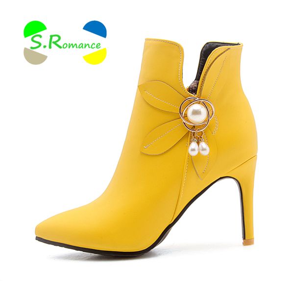 s.romance women ankle boots woman winter shoes supper high thin heels zipper flower pearl pointed toe 2018 sb242, Black
s.romance women ankle boots woman winter shoes supper high thin heels zipper flower pearl pointed toe 2018 sb242, Black