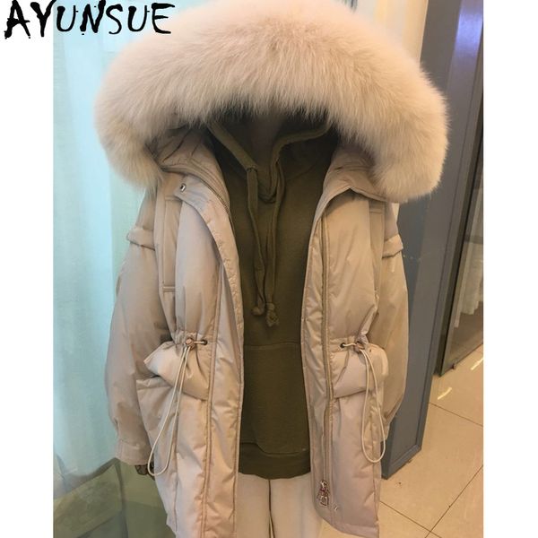 ayunsue winter white duck down jacket women hooded big fur collar korean loose women's down jackets casacas para mujer, Black
ayunsue winter white duck down jacket women hooded big fur collar korean loose women's down jackets casacas para mujer, Black