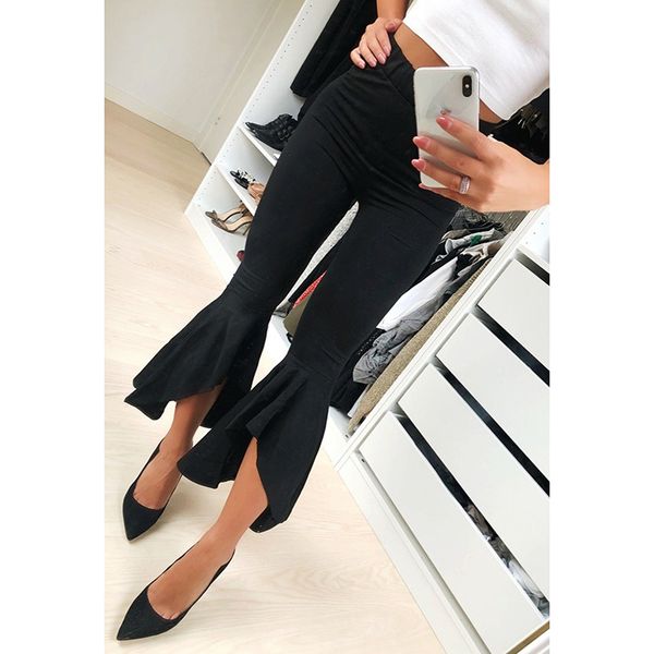 fashion asymmetric frill hem ruffle trousers women bottom flare pants white black high waist slim pants capris ws9391v, Black;white
fashion asymmetric frill hem ruffle trousers women bottom flare pants white black high waist slim pants capris ws9391v, Black;white