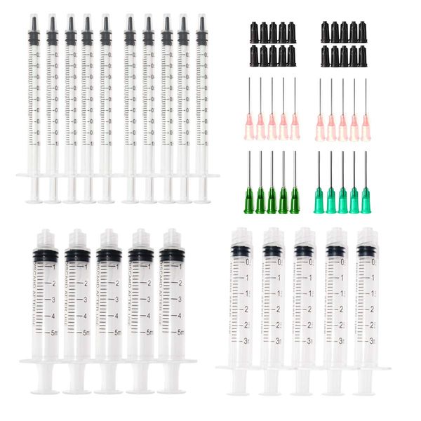 plastic syringes 1ml 3ml 5ml with 1inch blunt tip needles for scientific lab and dispensing multiple uses measuring syringe tool(pack of 20)
plastic syringes 1ml 3ml 5ml with 1inch blunt tip needles for scientific lab and dispensing multiple uses measuring syringe tool(pack of 20)