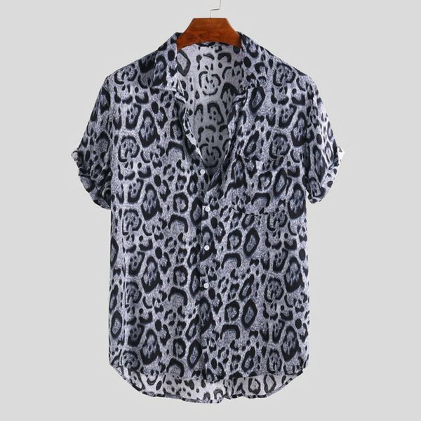 mens leopard print short sleeve shirts new male casual holiday beachwear shirt man loose turn down collar shirt, White;black
mens leopard print short sleeve shirts new male casual holiday beachwear shirt man loose turn down collar shirt, White;black