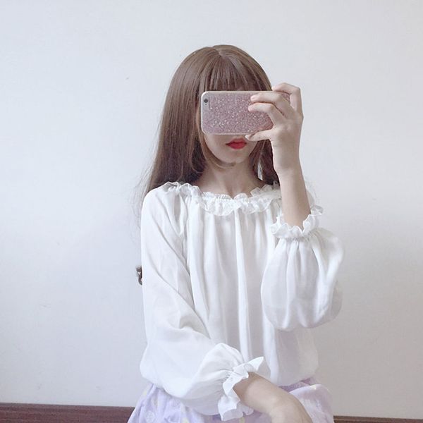 spring ladies lolita blouse new japanese loose wild sweet lace lantern sleeves women harajuku long sleeve chiffon shirt, White
spring ladies lolita blouse new japanese loose wild sweet lace lantern sleeves women harajuku long sleeve chiffon shirt, White