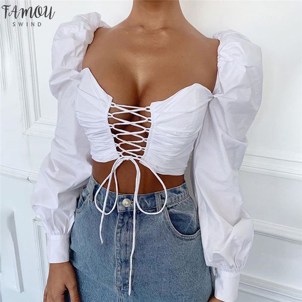 women ladies puff sleeve strapless crop white shirts solid hollow out lace up blouses women midriff baringÂ
women ladies puff sleeve strapless crop white shirts solid hollow out lace up blouses women midriff baringÂ