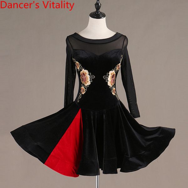latin dance cut out splicing dress women new soft velour rumba samba cha cha salsa quickstep dance competition outfits, Black;red
latin dance cut out splicing dress women new soft velour rumba samba cha cha salsa quickstep dance competition outfits, Black;red