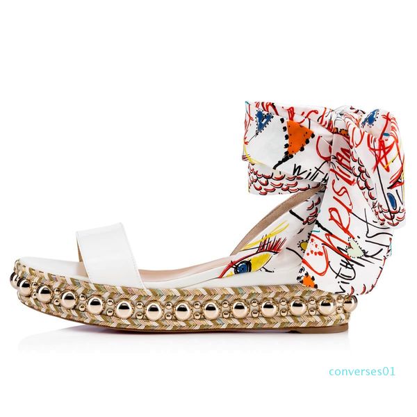 summer gorgeous red bottom levantine white patent leather women wedge sandal gold studs graffiti ankle strap gladiator sandals co01, Black
summer gorgeous red bottom levantine white patent leather women wedge sandal gold studs graffiti ankle strap gladiator sandals co01, Black