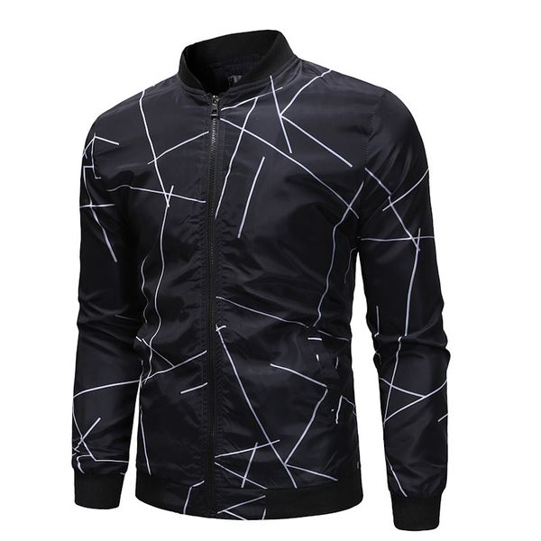 2018 autumn and winter new style fashion lines printed casual large size stand collar men's jacket ja002, Black
2018 autumn and winter new style fashion lines printed casual large size stand collar men's jacket ja002, Black