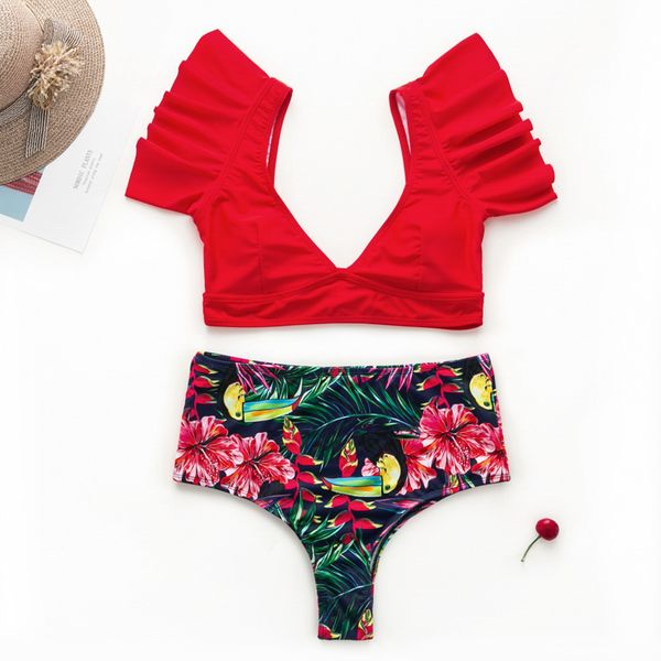 high waist bikini 2019 floral print swimsuit female push up bathers ruffle swimwear women bathing suit bikinis beach wear new, White;black
high waist bikini 2019 floral print swimsuit female push up bathers ruffle swimwear women bathing suit bikinis beach wear new, White;black