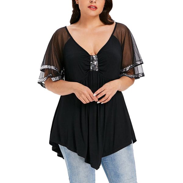 plus size summer fashion casual mesh blouse loose sequin tee female women short sleeve shirt blusas femininas clothing, White
plus size summer fashion casual mesh blouse loose sequin tee female women short sleeve shirt blusas femininas clothing, White