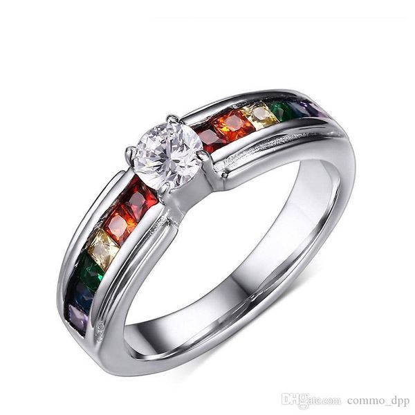 316l stainless steel les rainbow rings women cubic zirconia cz diamond gemstone titanium steel ring for ladies fashion wedding jewelry, Golden;silver
316l stainless steel les rainbow rings women cubic zirconia cz diamond gemstone titanium steel ring for ladies fashion wedding jewelry, Golden;silver