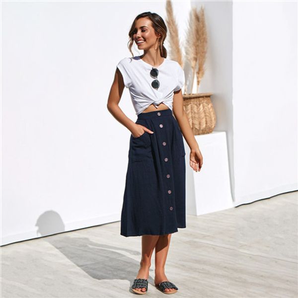 Women Summer Designer Procket Skirts Button Fashion Female Loose Dresses Solid Color Mid Calf Casual Clothing
Women Summer Designer Procket Skirts Button Fashion Female Loose Dresses Solid Color Mid Calf Casual Clothing