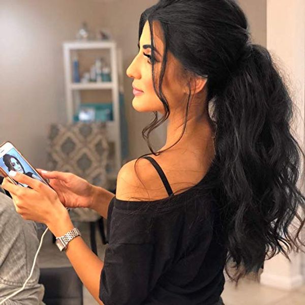 18" new 100% human ponytail hair piece wavy straight wrap around loose wave drawstring pony tail clip in women hair extension, Black
18" new 100% human ponytail hair piece wavy straight wrap around loose wave drawstring pony tail clip in women hair extension, Black