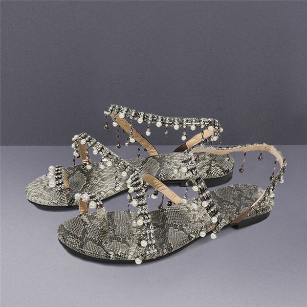 women sandals snake print bling beading shoes summer woman beach flat flip flop ladies soft bottom female sandals plus size #40, Black
women sandals snake print bling beading shoes summer woman beach flat flip flop ladies soft bottom female sandals plus size #40, Black