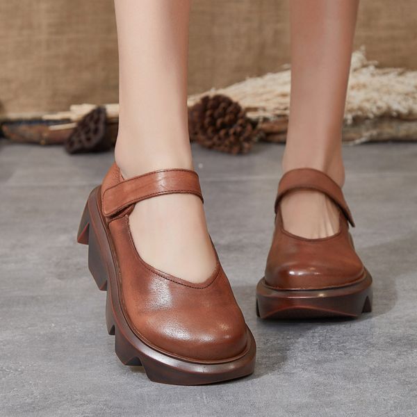 johnature retro pumps women shoes genuine leather wedges round toe casual hook & loop handmade high heels platform ladies shoes, Black
johnature retro pumps women shoes genuine leather wedges round toe casual hook & loop handmade high heels platform ladies shoes, Black