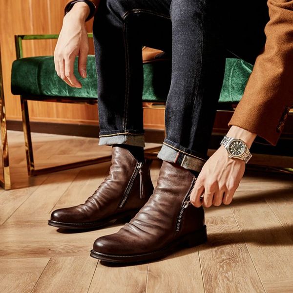 high ankle boots for men sapato feminino chaussure low heels shoes male man autumn casual shoe men's pu leather booties, Black
high ankle boots for men sapato feminino chaussure low heels shoes male man autumn casual shoe men's pu leather booties, Black