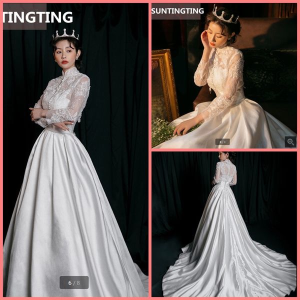 2020 new arrival white satin modest wedding dress a line strapless with lace jackets vintage high neck bride dress muslim wedding dress
2020 new arrival white satin modest wedding dress a line strapless with lace jackets vintage high neck bride dress muslim wedding dress