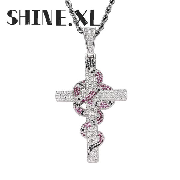 18k gold plated vintage cross snake pendant necklace micro paved cubic zircon with stainless steel rope chain, Silver
18k gold plated vintage cross snake pendant necklace micro paved cubic zircon with stainless steel rope chain, Silver