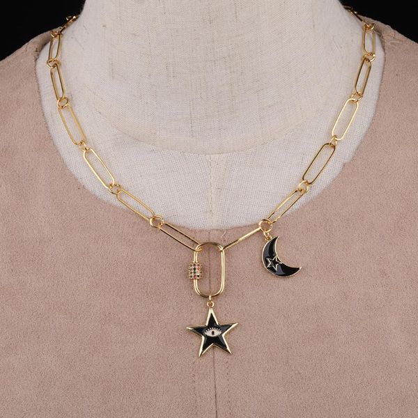 3pcs/lot black white enamel moon stars pendant necklace,evil eye pendant buckle oval clasps metal chains necklace long 18 inch, Silver
3pcs/lot black white enamel moon stars pendant necklace,evil eye pendant buckle oval clasps metal chains necklace long 18 inch, Silver