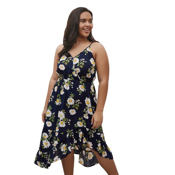 beach print floral spaghetti strap knee length vacation party women plus size casual dress, White;black
beach print floral spaghetti strap knee length vacation party women plus size casual dress, White;black