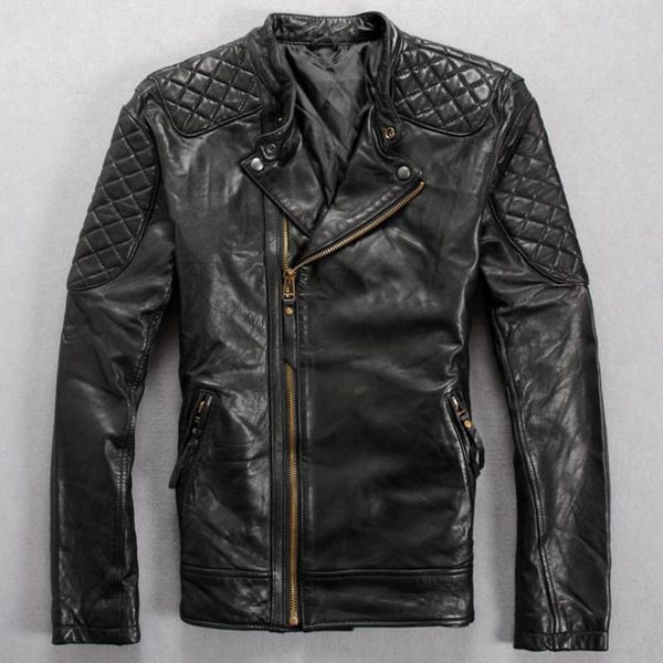 stand collar criss cross fashion slim sheepskin coat brown oblique zipper korea japan genuine leather jacket men black
stand collar criss cross fashion slim sheepskin coat brown oblique zipper korea japan genuine leather jacket men black