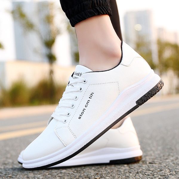 men sneakers 2019 new breathable pu leather men shoes male tennis spring lace-up casual flats shoes, Black
men sneakers 2019 new breathable pu leather men shoes male tennis spring lace-up casual flats shoes, Black
