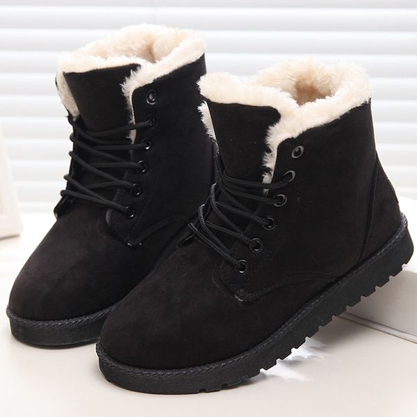 lurad botte femme hiver 2020 classic round toe women winter boots suede ankle snow boots female warm fur plush mujer lace-up, Black
lurad botte femme hiver 2020 classic round toe women winter boots suede ankle snow boots female warm fur plush mujer lace-up, Black