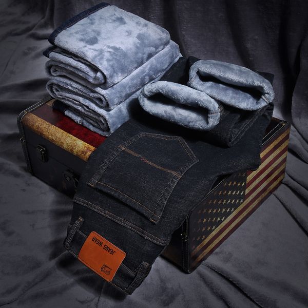 2019 new men's winter jeans classic style blue black business casual warm trousers elastic slim fit male brand thicken pants
2019 new men's winter jeans classic style blue black business casual warm trousers elastic slim fit male brand thicken pants