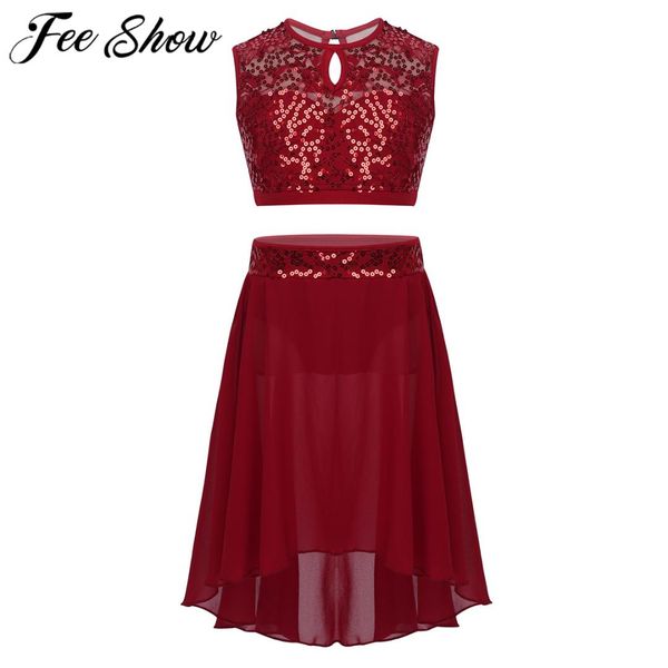 feeshow kids girls ballet dance outfit sequined crop dipped hem chiffon skirt set celebration of spirit praise lyrical dance, Black;red
feeshow kids girls ballet dance outfit sequined crop dipped hem chiffon skirt set celebration of spirit praise lyrical dance, Black;red