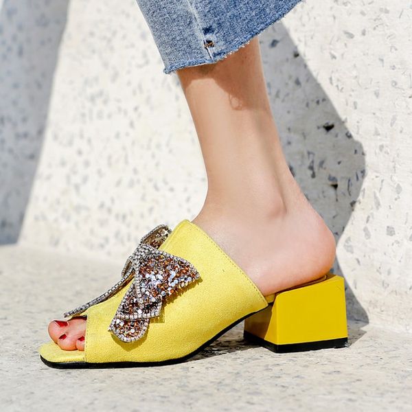 pxelena 2019 summer outside women slides square thick med heels slippers peep toe crystal bowknot date party shoes large size, Black
pxelena 2019 summer outside women slides square thick med heels slippers peep toe crystal bowknot date party shoes large size, Black