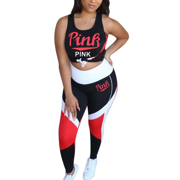 pink letter print women sportswear set summer fashion women workout tank skinny leggings two-piece set slim tracksuit, White;red
pink letter print women sportswear set summer fashion women workout tank skinny leggings two-piece set slim tracksuit, White;red