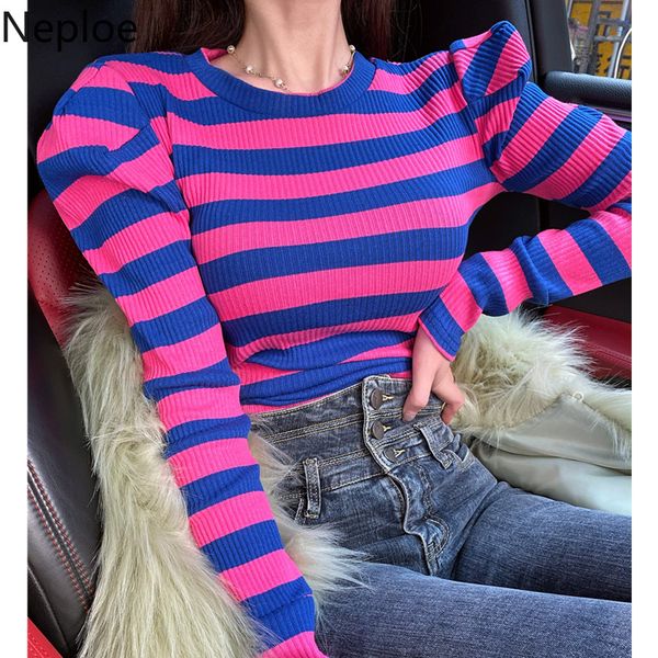 neploe contrast color stripe knitwear vintage puff long sleeve slim bottom sweater 2019 new elegant o-neck pull jumpers 55900, White;black
neploe contrast color stripe knitwear vintage puff long sleeve slim bottom sweater 2019 new elegant o-neck pull jumpers 55900, White;black